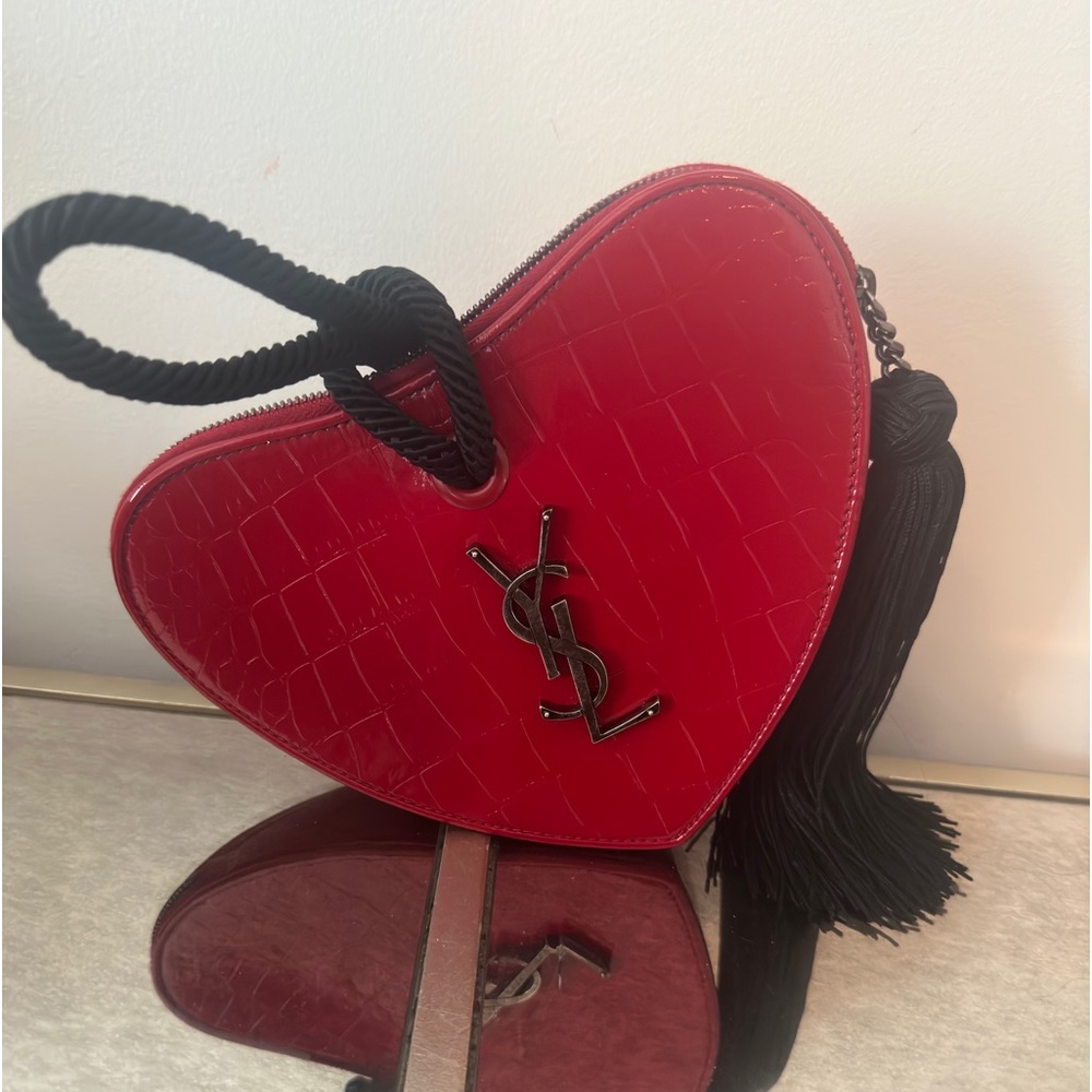 Saint Laurent Patent Croc Embossed Sac Bag